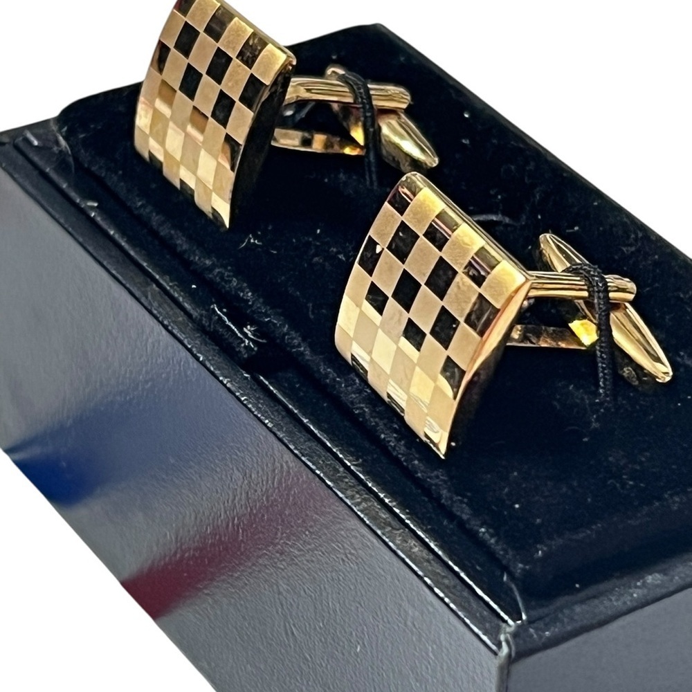 Gold Checkered Cufflinks☑️